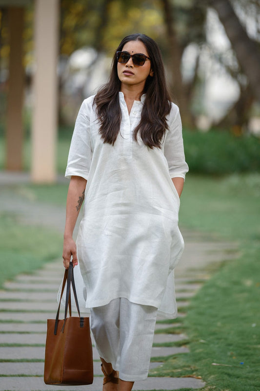 Aline Shape kurti with plazzo - White