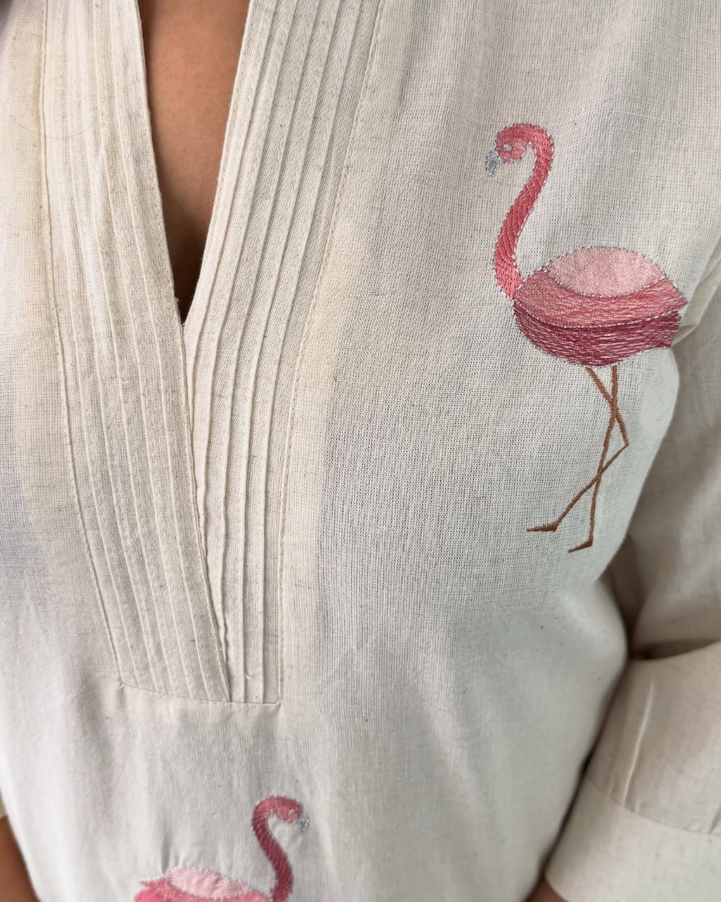 Embroidered Co-ord Sets - White, Pink