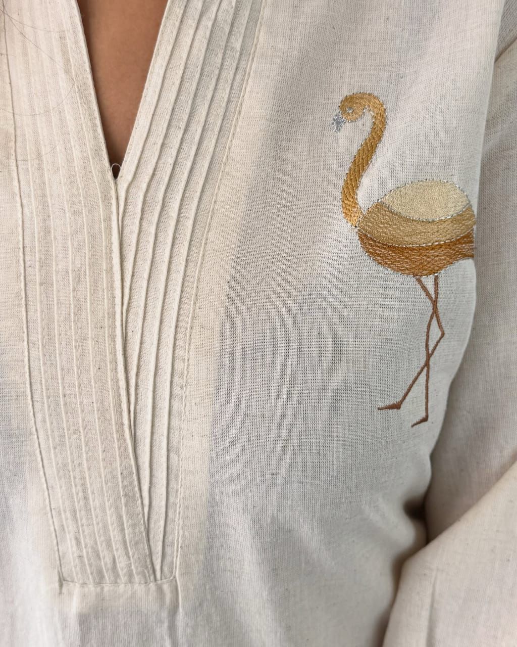 Embroidered Co-ord Sets - White, Brown