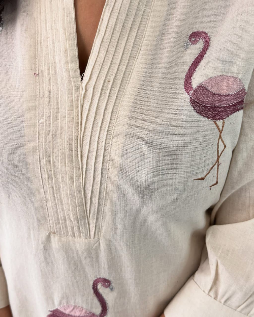 Embroidered Co-ord Sets - White, Plum