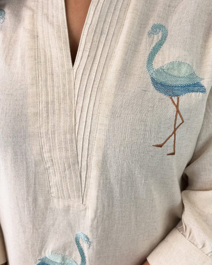 Embroidered Co-ord Sets - White, Blue