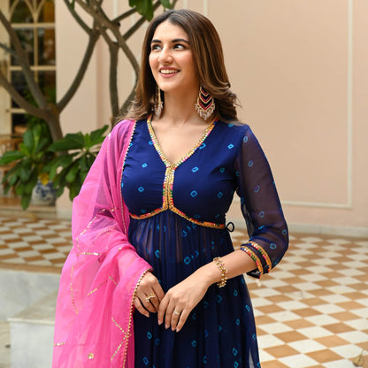 Shop our latest collection of Georgette suit with cotton lining cotton pant with organza dupatta