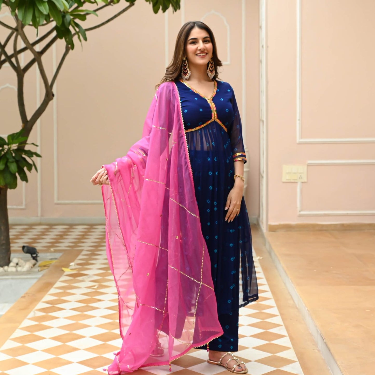 Shop our latest collection of Georgette suit with cotton lining cotton pant with organza dupatta