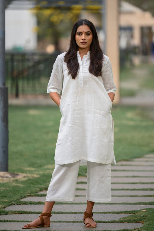 Aline Shape kurti with plazzo - White