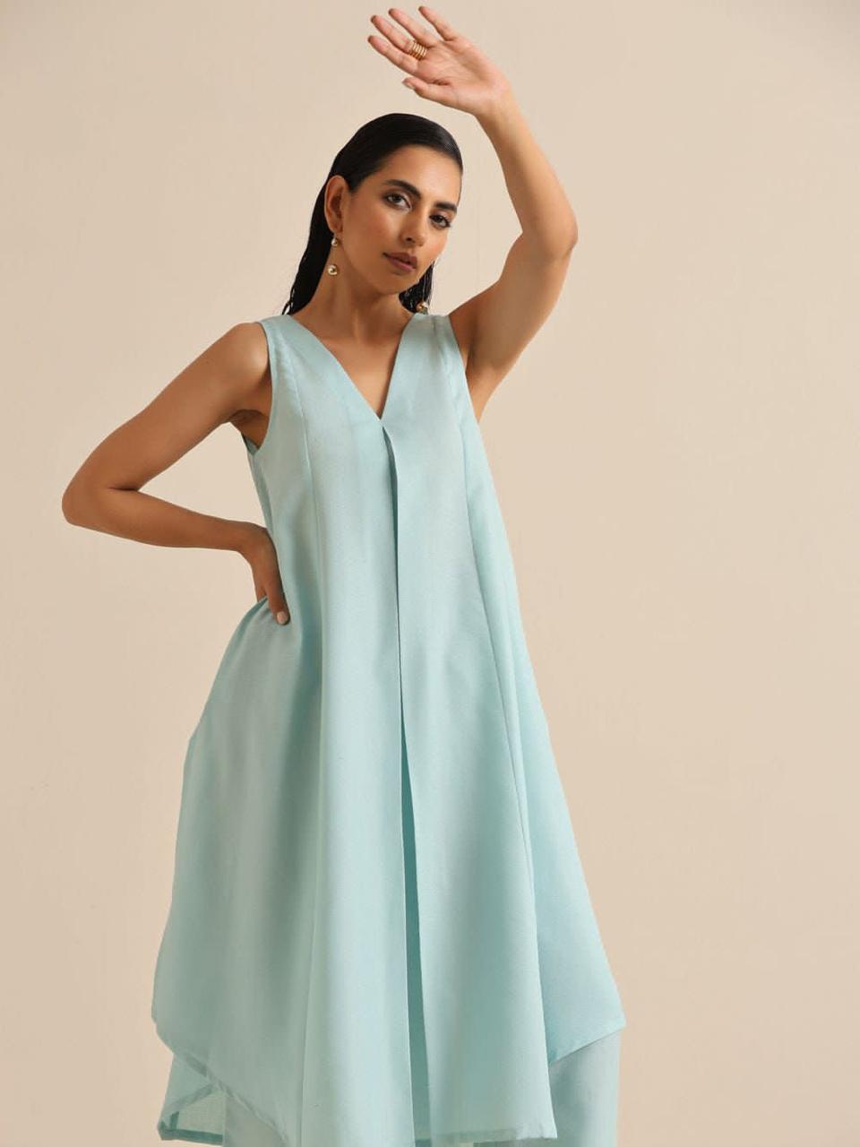 Cotton slub Co-Ord Set - Pastel Blue