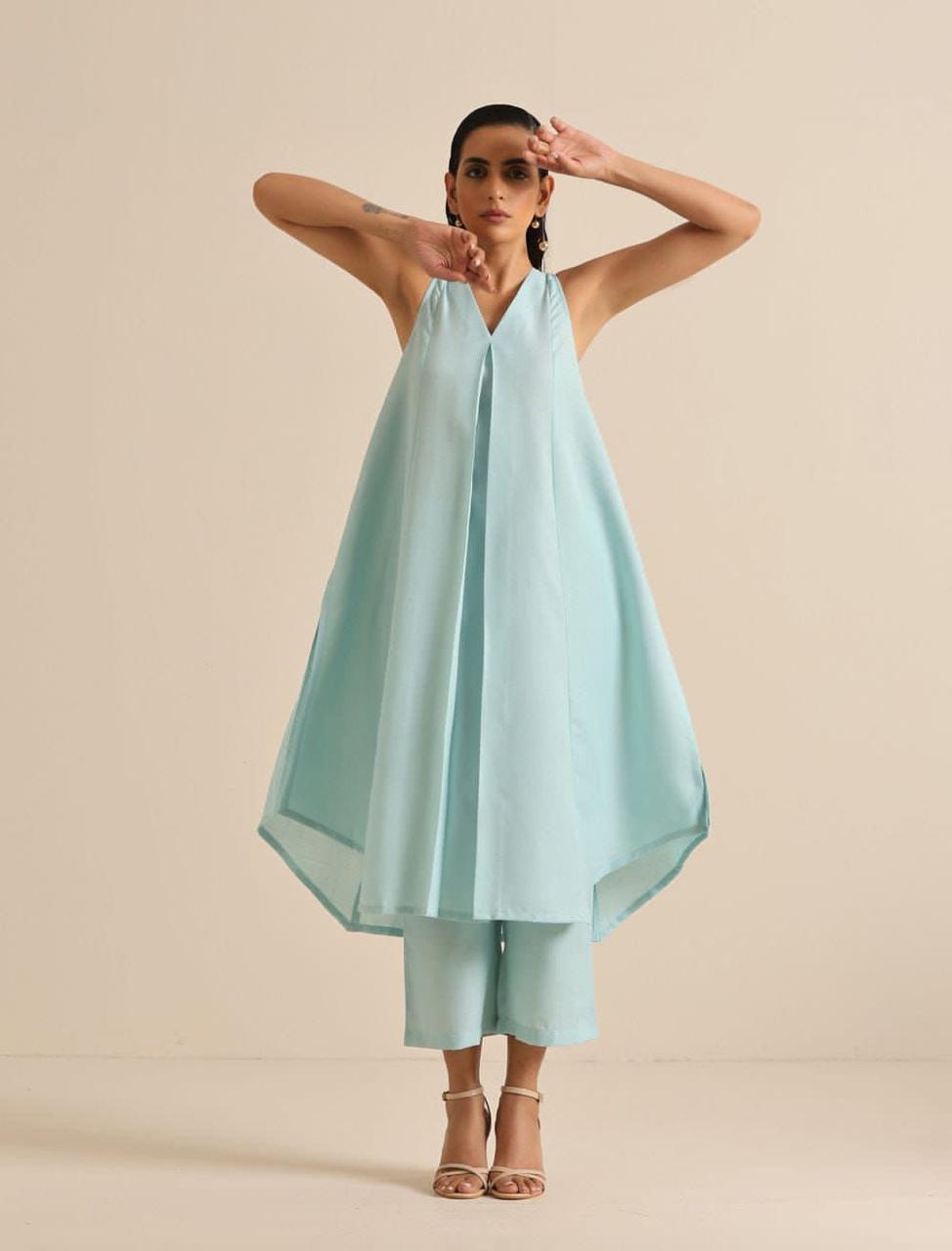 Cotton slub Co-Ord Set - Pastel Blue