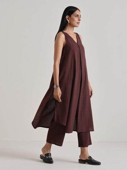 Cotton slub Co-Ord Set - Brown