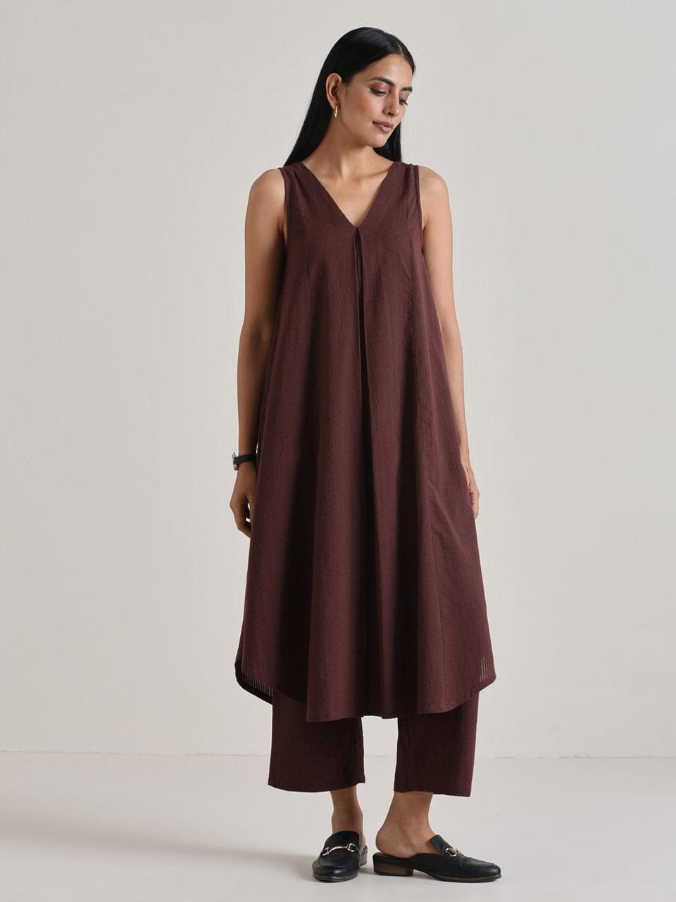 Cotton slub Co-Ord Set - Brown