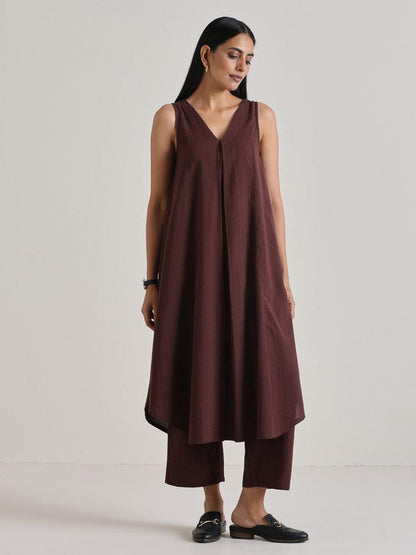 Cotton slub Co-Ord Set - Brown